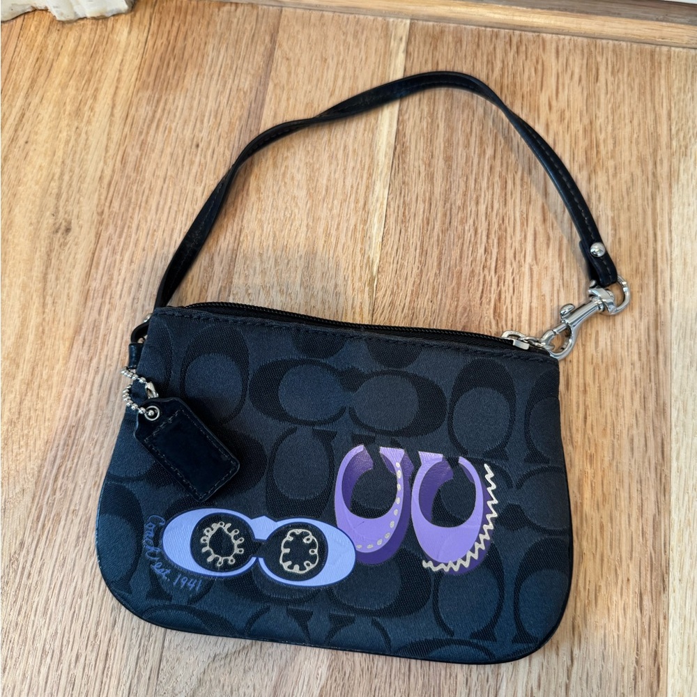 Coach Black and Purple Wristlet Bag